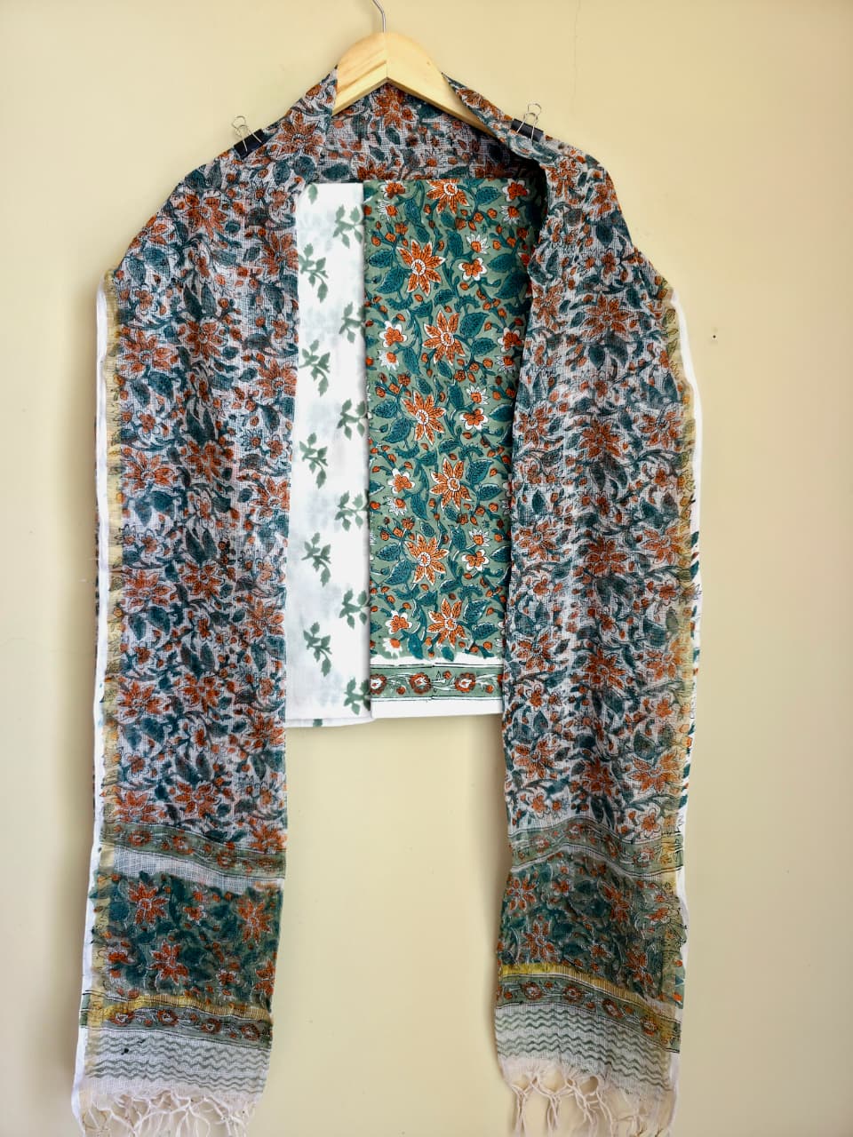Hand block printed cotton Suit set unstitched