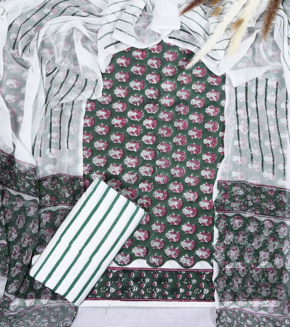 Hand-block printed cotton Suit set