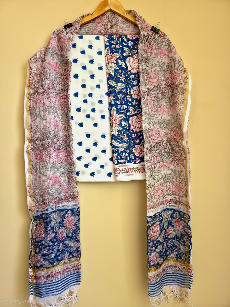 Hand block printed cotton Suit set unstitched