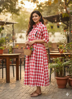 MomCare Checkered Nursing Maternity Gown The Baisa