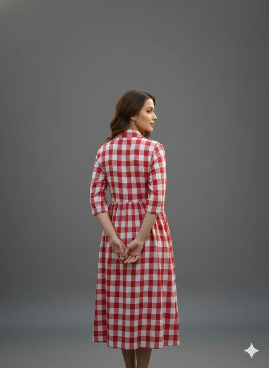 MomCare Checkered Nursing Maternity Gown The Baisa