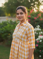 MomCare Checkered Nursing Maternity Gown The Baisa