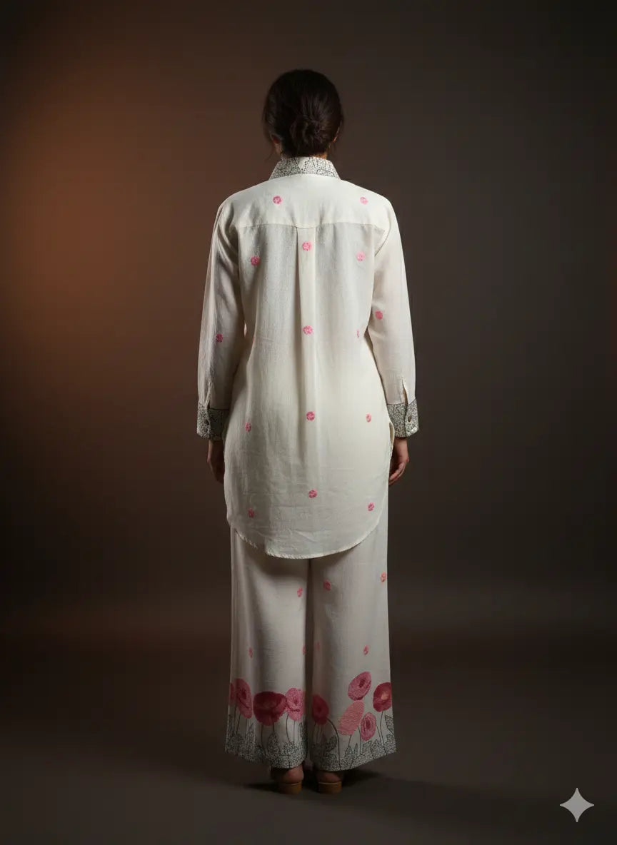 Blossom Breeze Embroidered Cotton Co-ord Set The Baisa