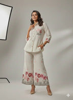 Blossom Breeze Embroidered Cotton Co-ord Set The Baisa