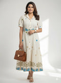 Gaj-Rani Elephant Motif Cotton Shirt Dress The Baisa