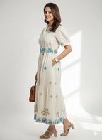 Gaj-Rani Elephant Motif Cotton Shirt Dress The Baisa