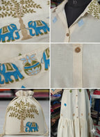 Gaj-Rani Elephant Motif Cotton Shirt Dress The Baisa