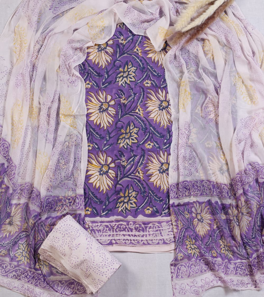 Hand-block printed cotton Suit set