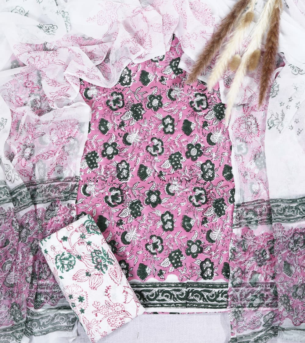 Hand-block printed cotton Suit set