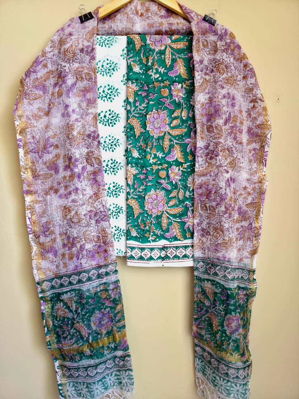 Hand block printed cotton Suit set unstitched