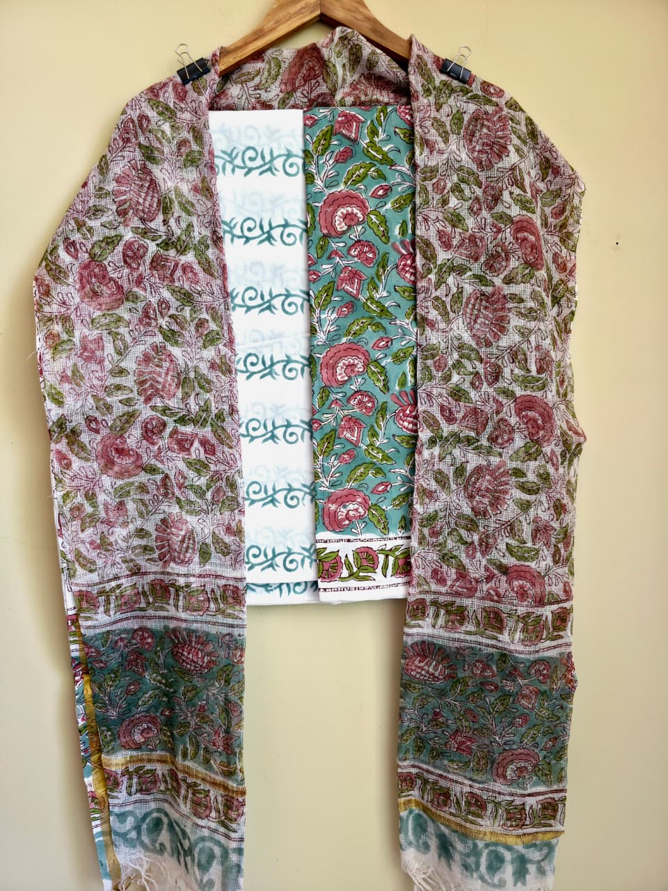 Hand block printed cotton Suit set unstitched