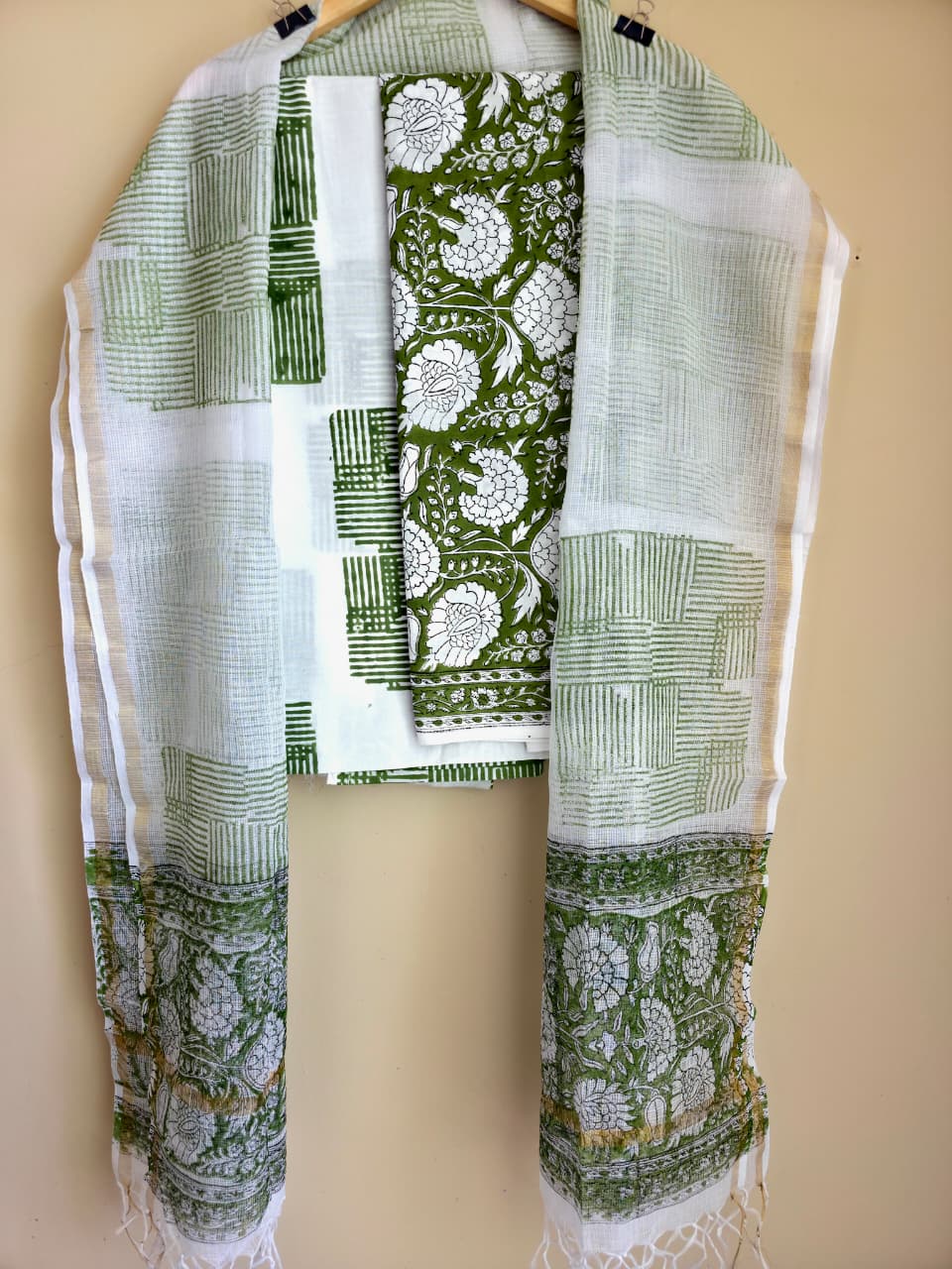Hand block printed cotton Suit set unstitched