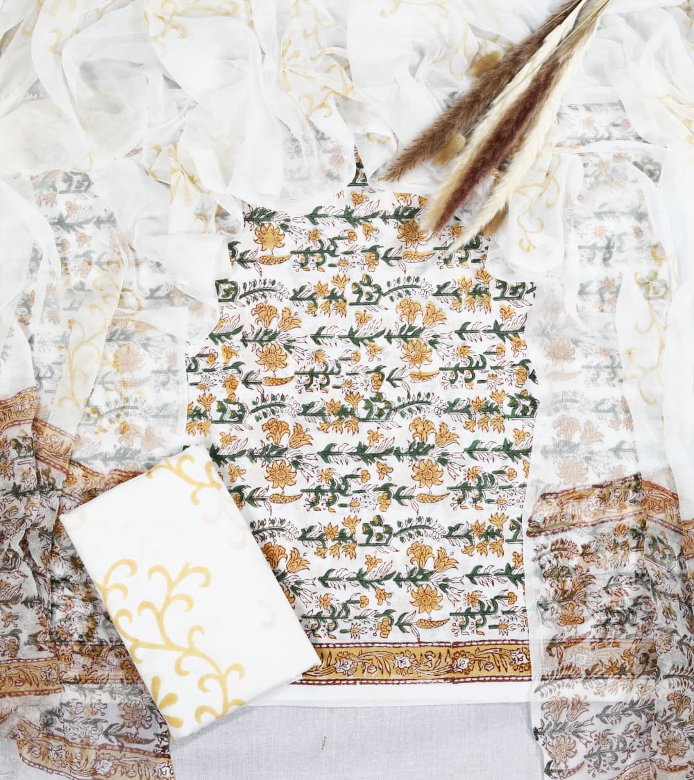 Hand-block printed cotton Suit set