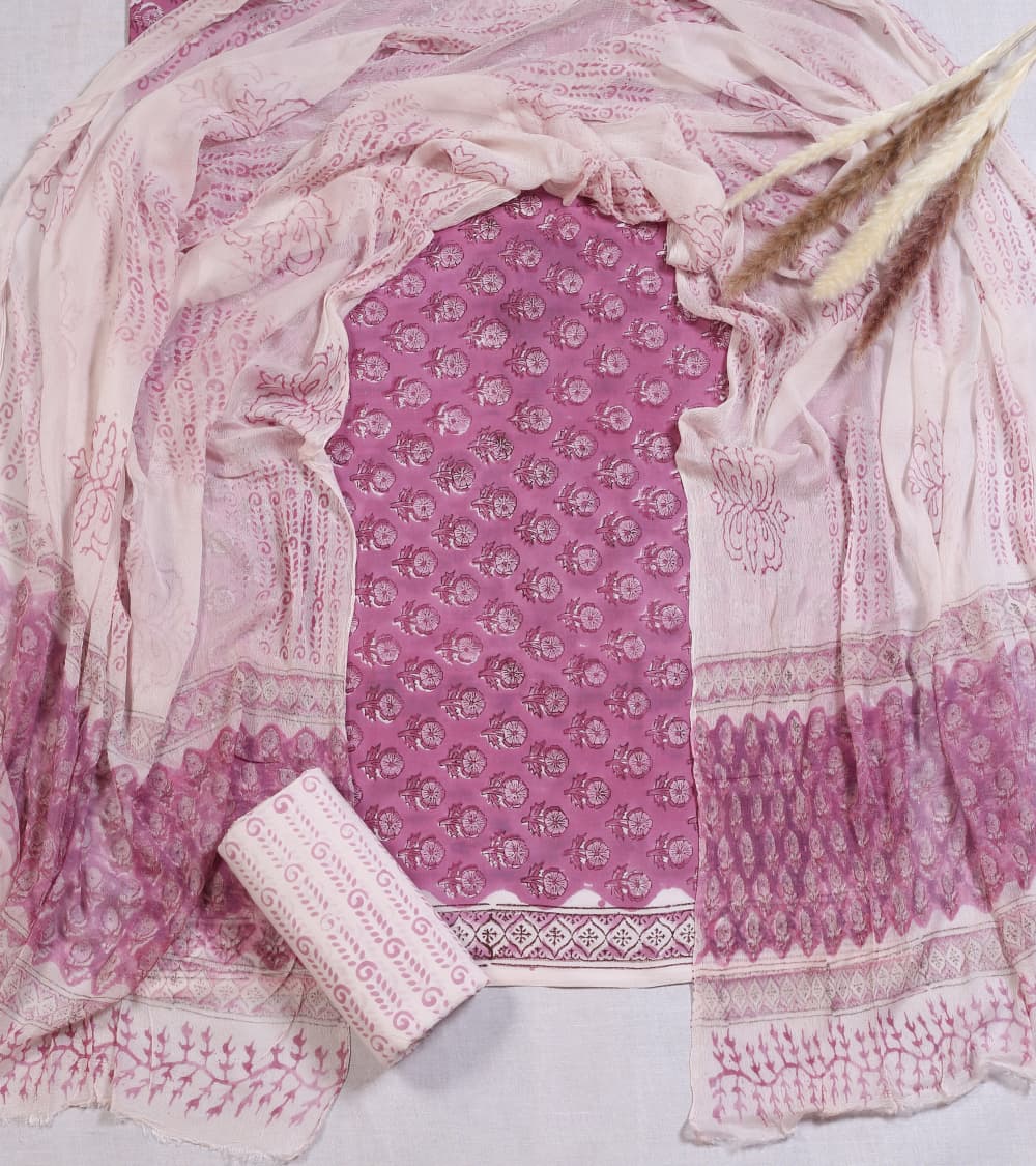 Hand-block printed cotton Suit set