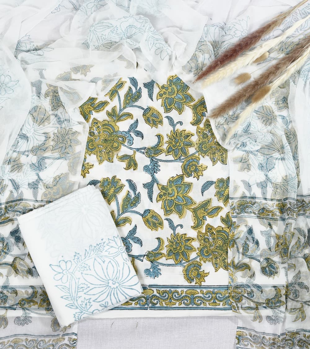 Hand-block printed cotton Suit set