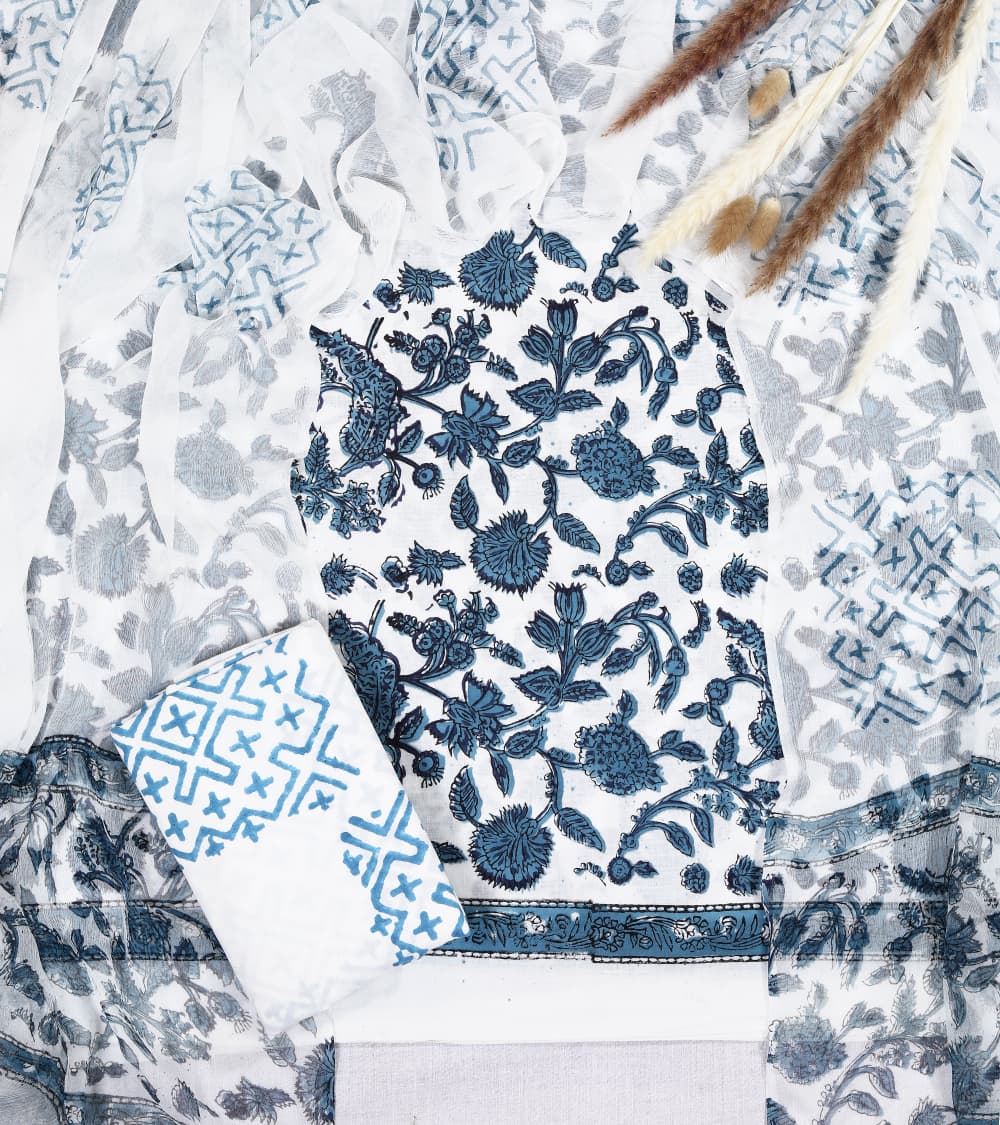 Hand-block printed cotton Suit set