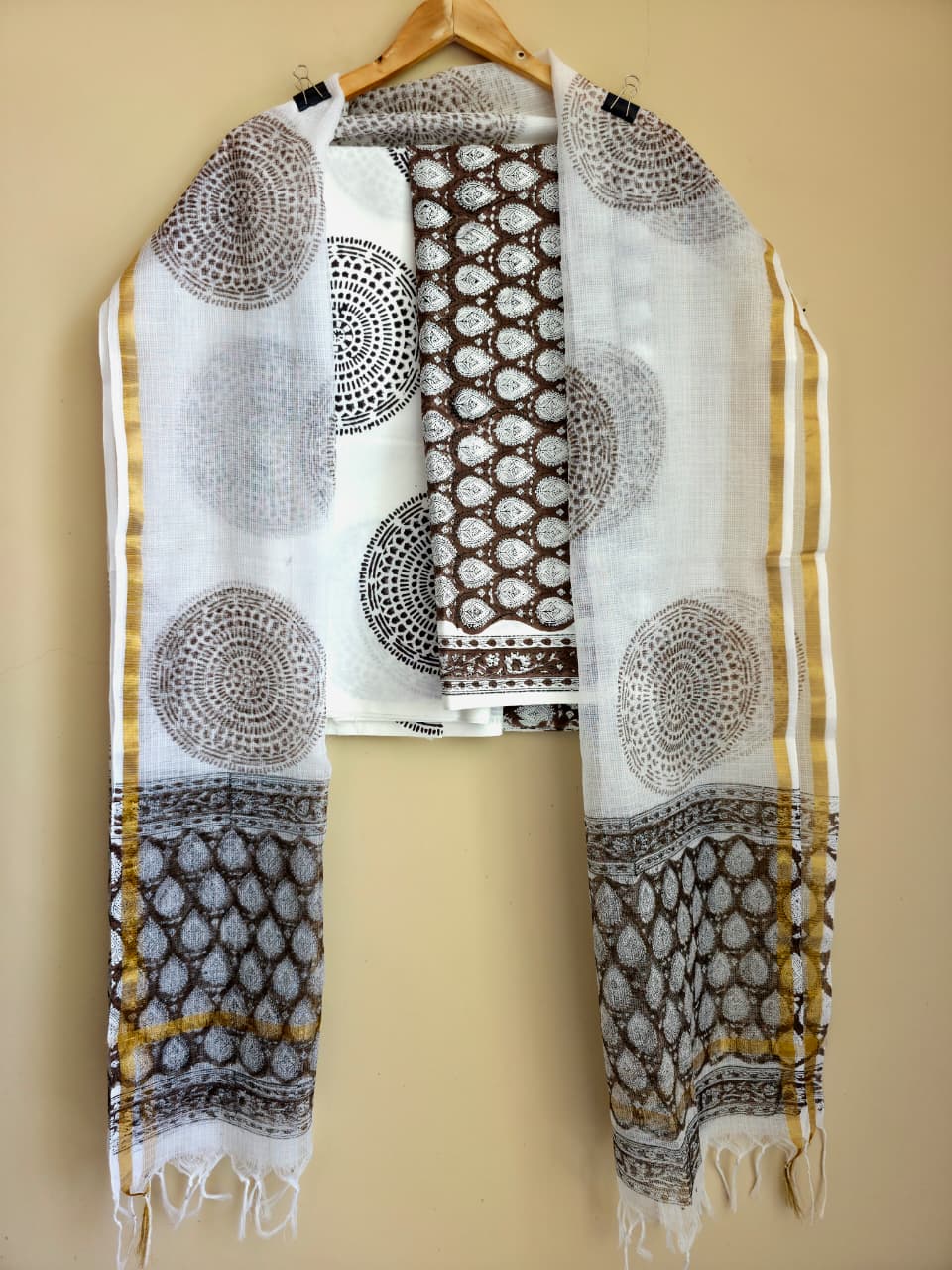 Hand block printed cotton Suit set unstitched