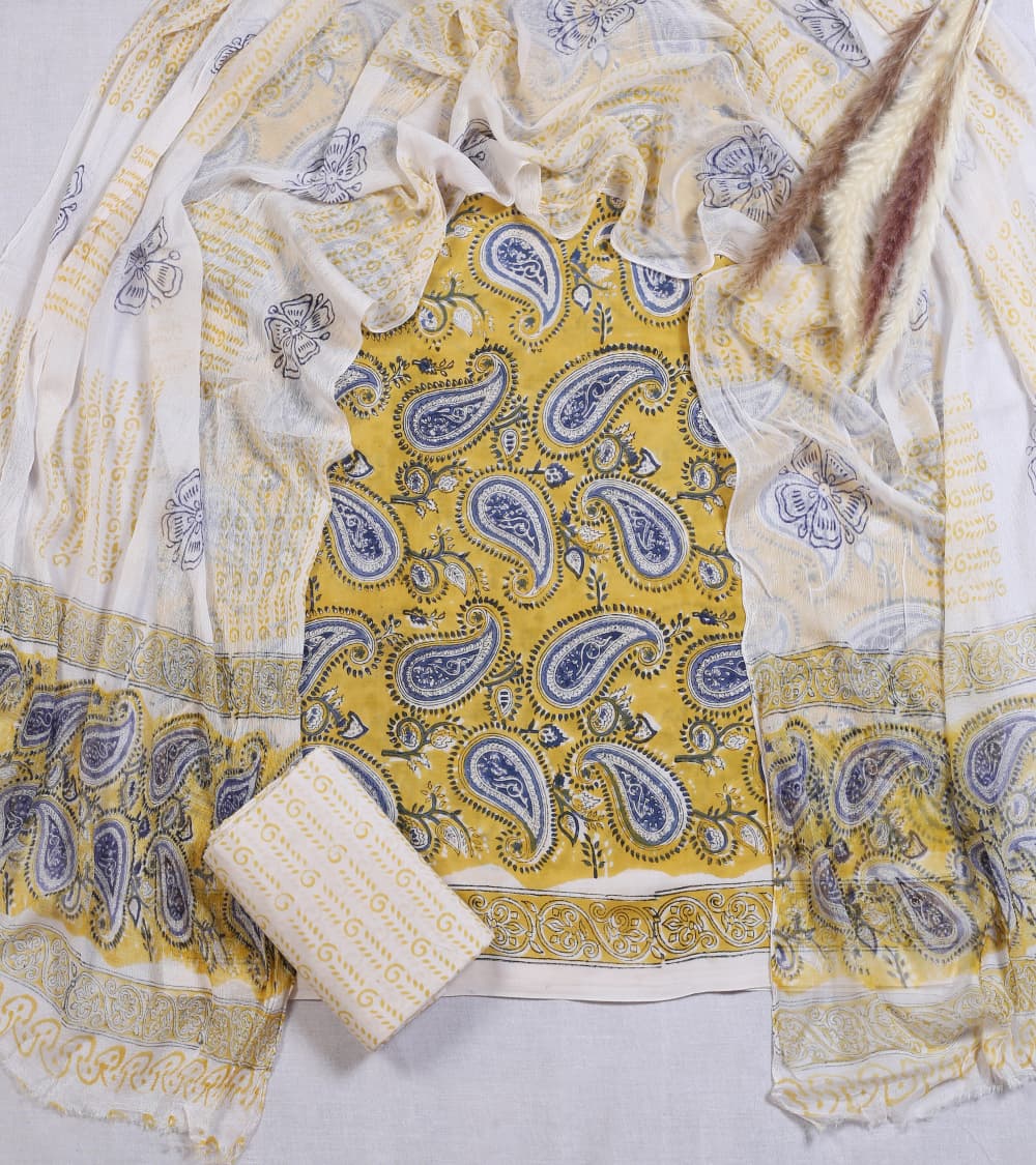 Hand-block printed cotton Suit set