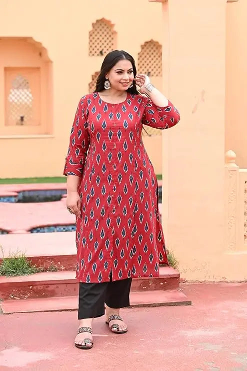 Heritage Morpankh Gold-Print Plus-Size Kurta The Baisa