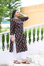 Heritage Morpankh Gold-Print Plus-Size Kurta The Baisa
