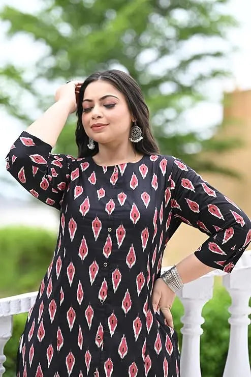 Heritage Morpankh Gold-Print Plus-Size Kurta The Baisa
