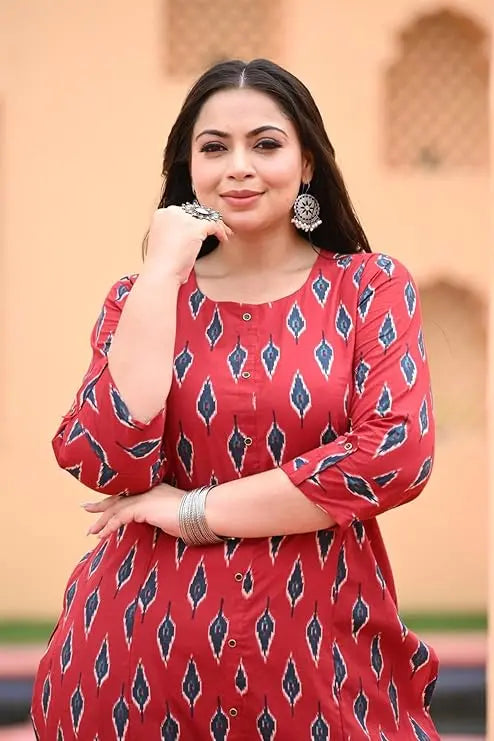 Heritage Morpankh Gold-Print Plus-Size Kurta The Baisa