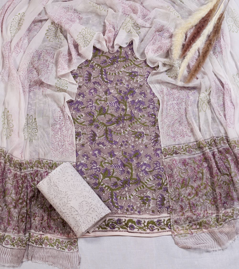 Hand-block printed cotton Suit set