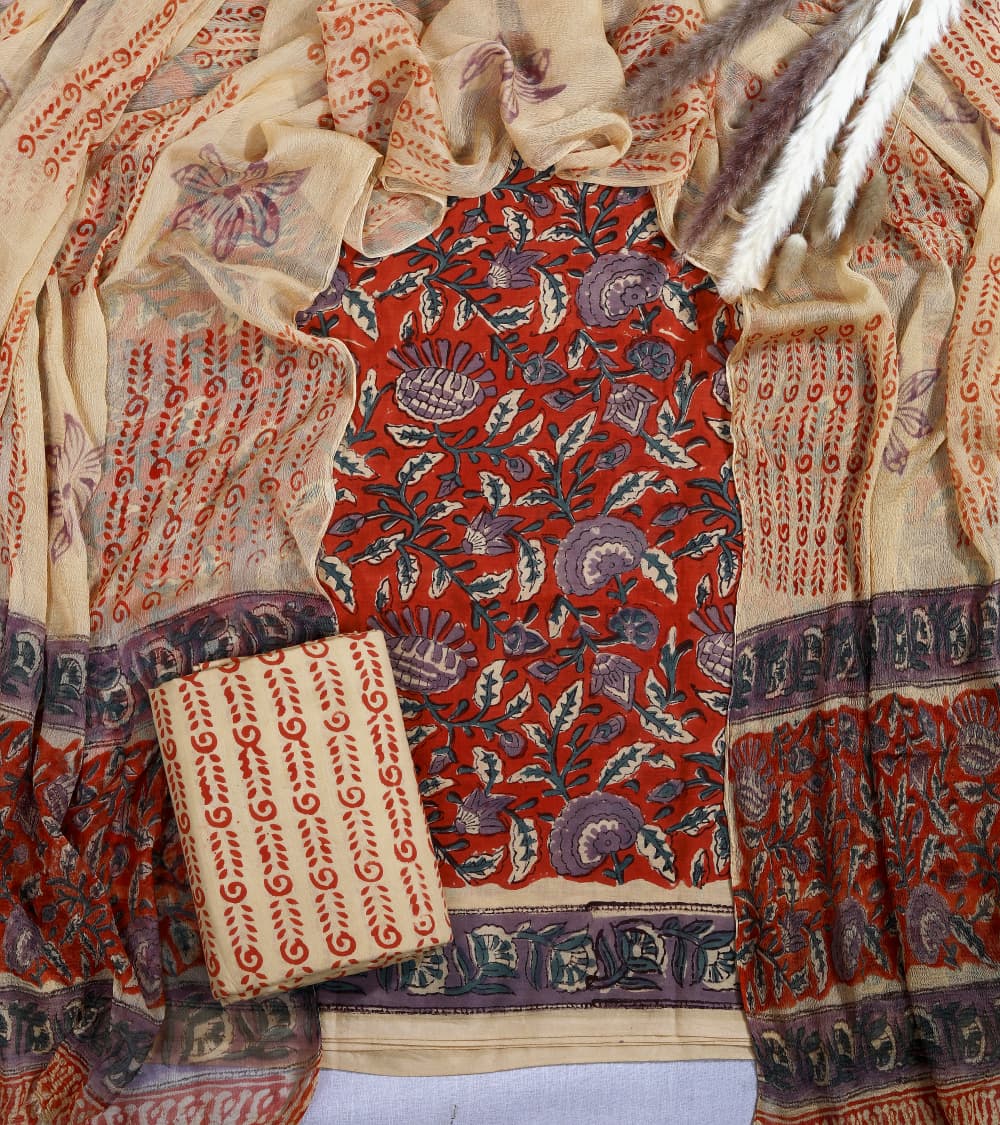 Hand-block printed cotton Suit set
