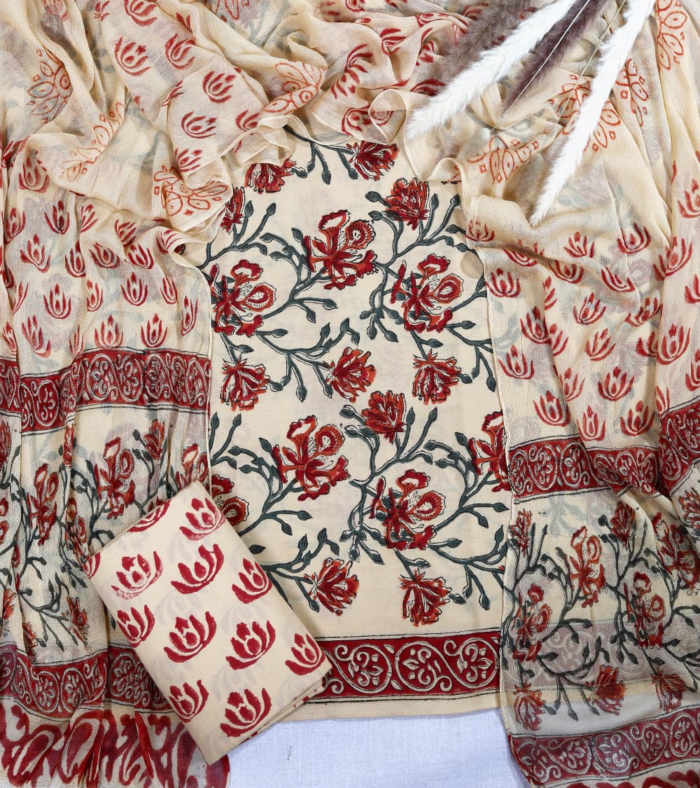 Hand-block printed cotton Suit set
