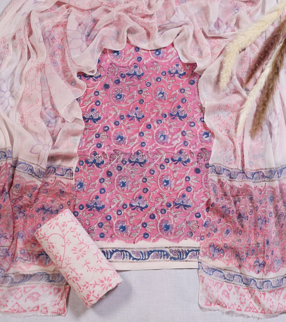 Hand-block printed cotton Suit set