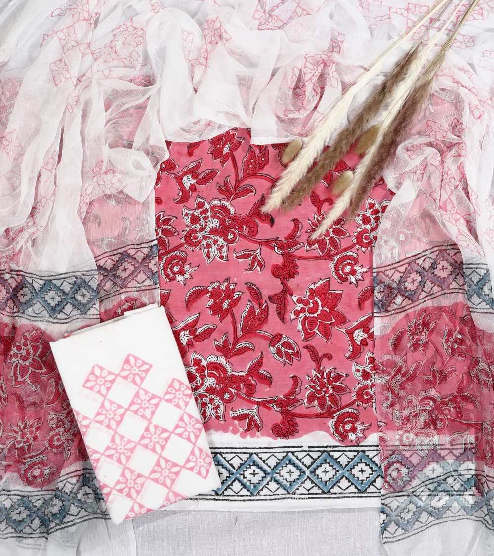 Hand-block printed cotton Suit set