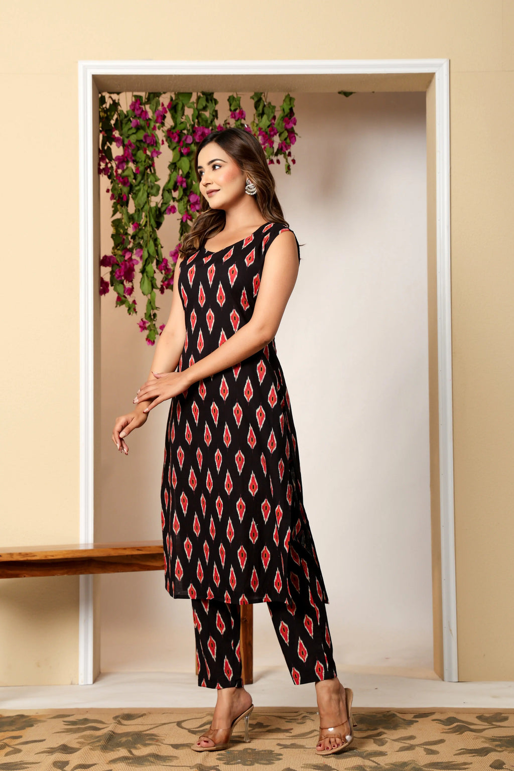 Morpankh Ikat Sleeveless Cotton Co-ord The Baisa