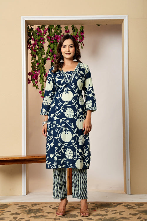 Floral Heritage Cotton 3-Piece Kurta Set The Baisa