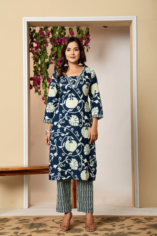 Floral Heritage Cotton 3-Piece Kurta Set The Baisa