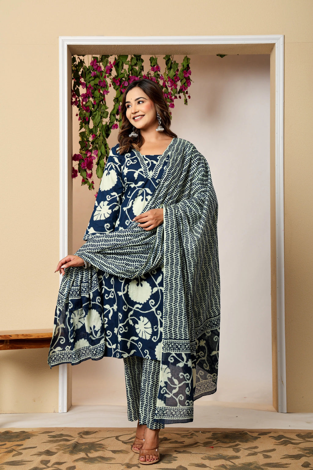Floral Heritage Cotton 3-Piece Kurta Set The Baisa