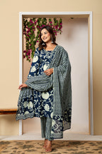 Floral Heritage Cotton 3-Piece Kurta Set The Baisa