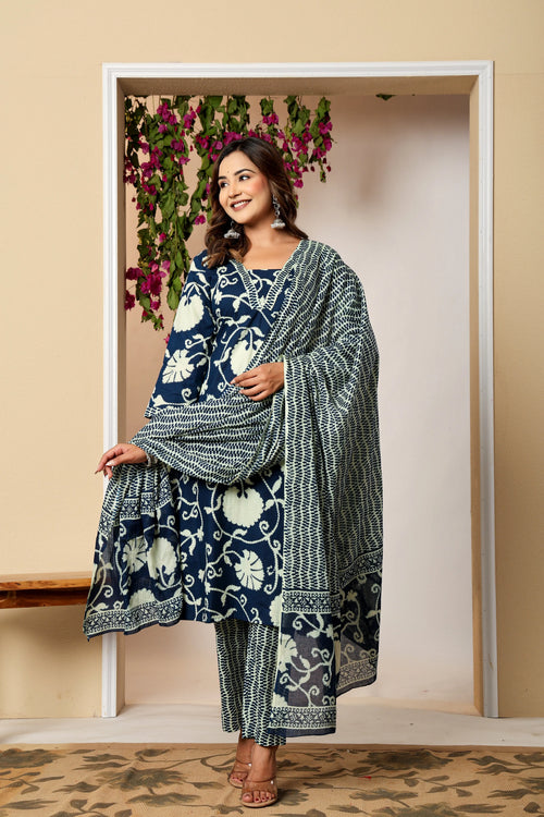 Floral Heritage Cotton 3-Piece Kurta Set The Baisa