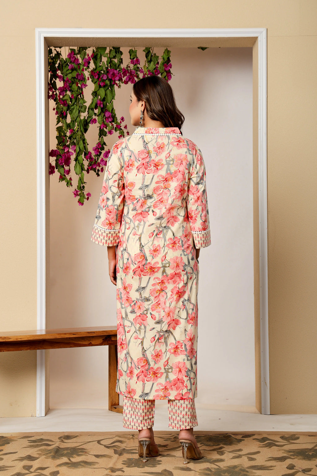 Floral Heritage Cotton 3-Piece Kurta Set The Baisa