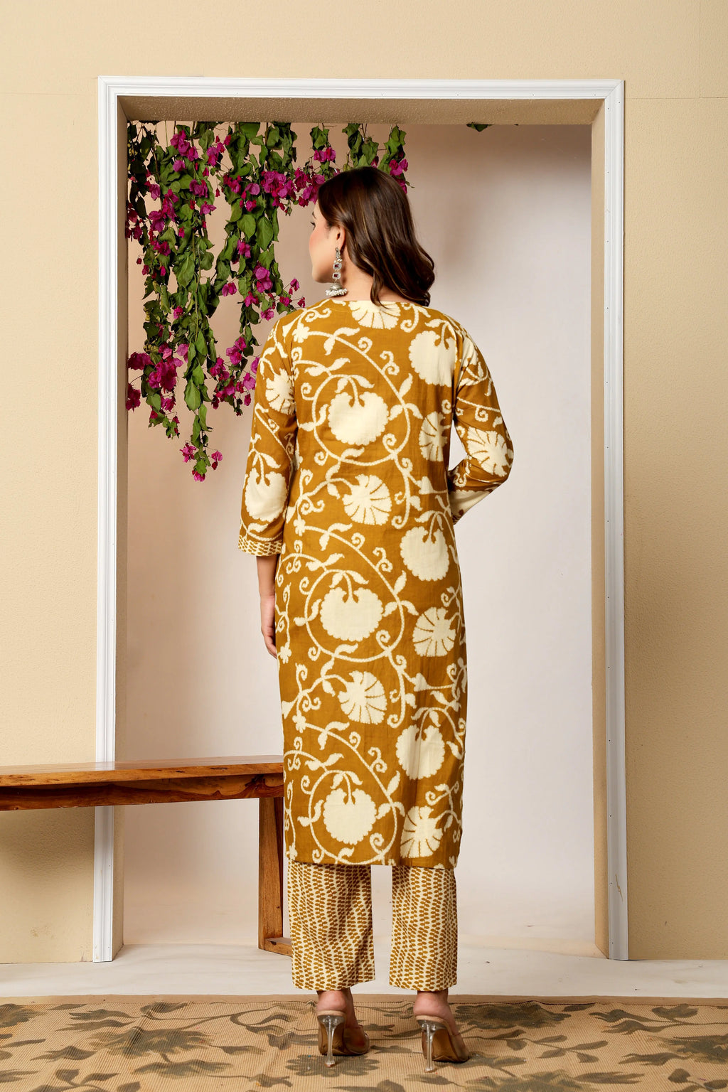 Floral Heritage Cotton 3-Piece Kurta Set The Baisa