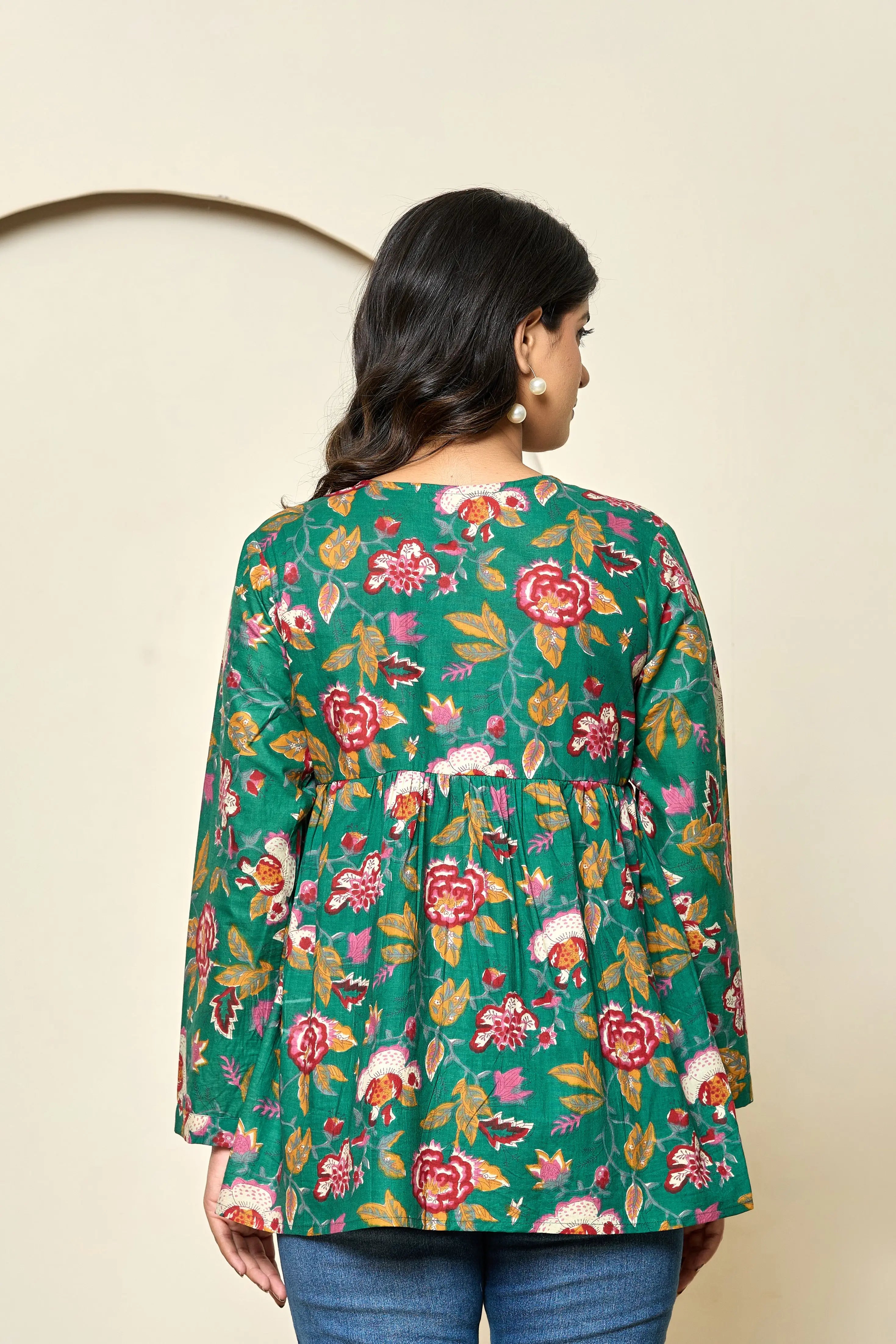 Bloom Floral Peplum Cotton Top The Baisa