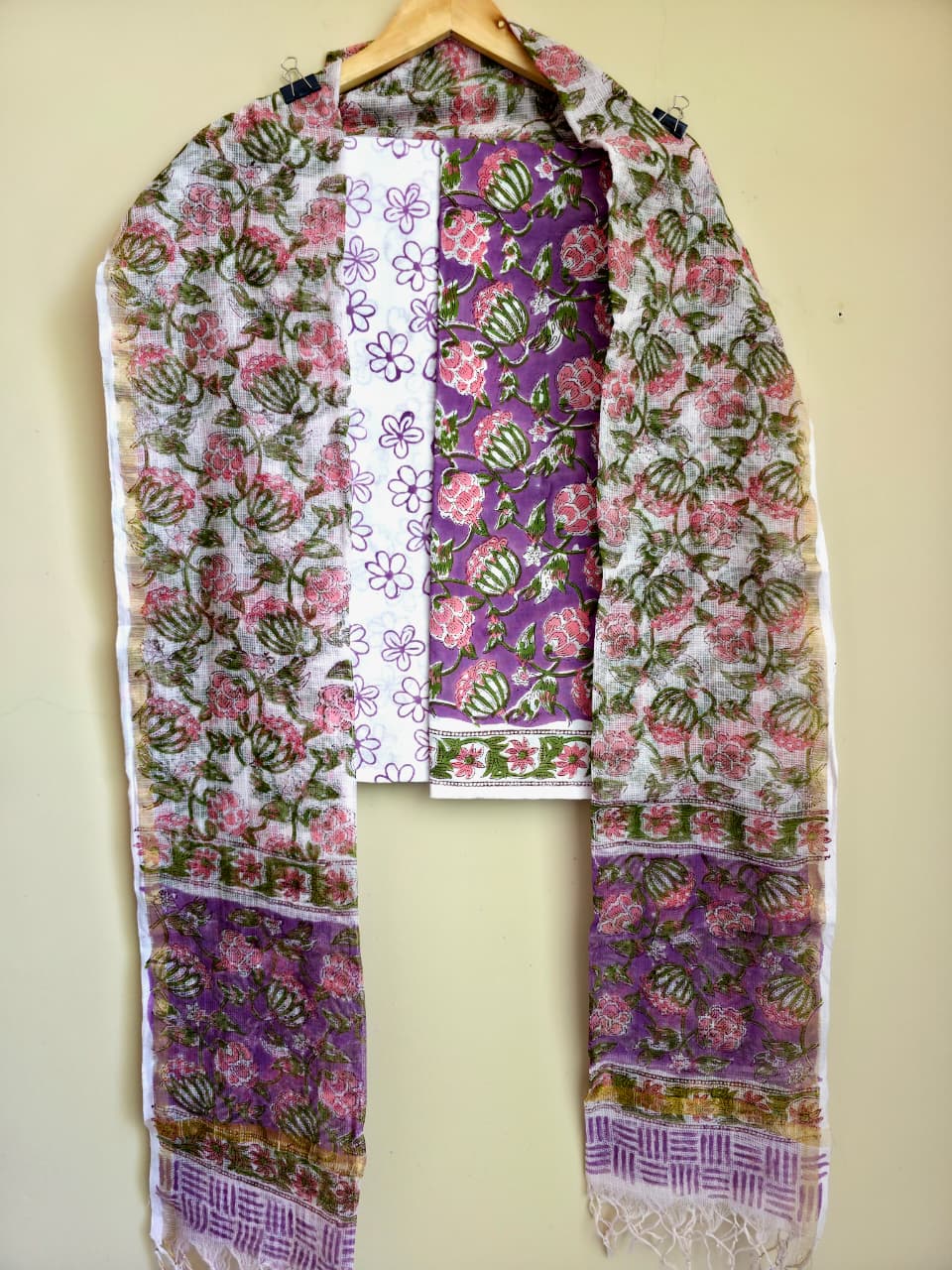 Hand block printed cotton Suit set unstitched