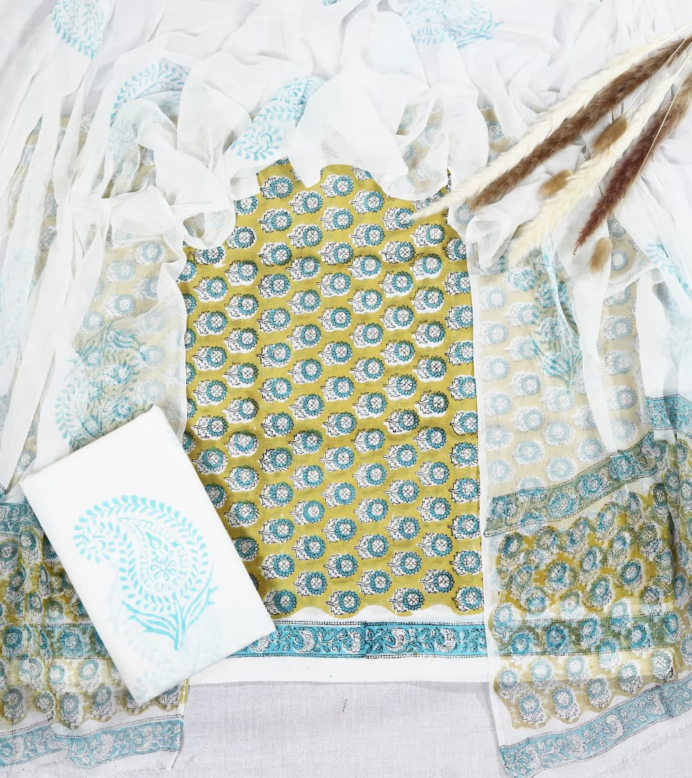 Hand-block printed cotton Suit set