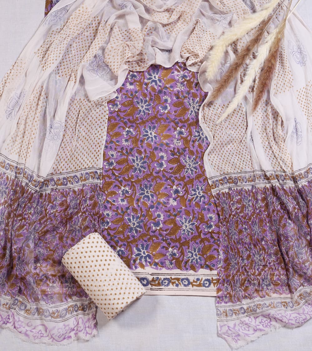 Hand-block printed cotton Suit set