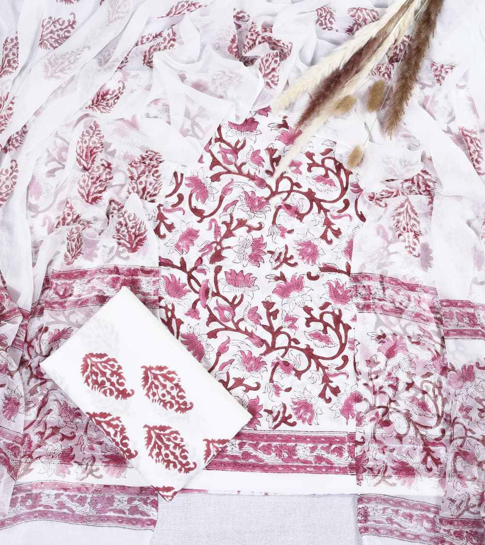Hand-block printed cotton Suit set