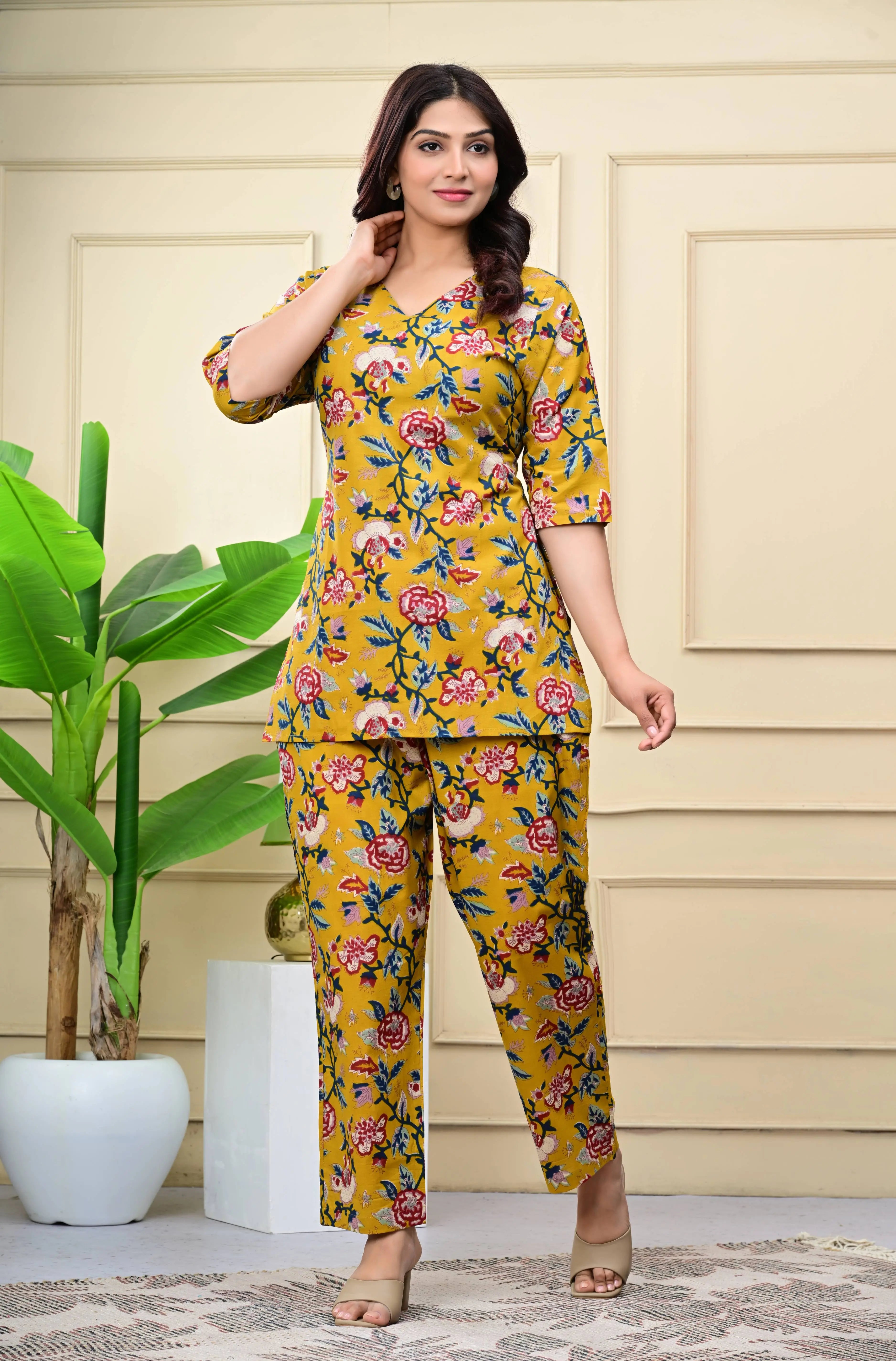 Azure Bloom Floral Cotton Co-ord The Baisa