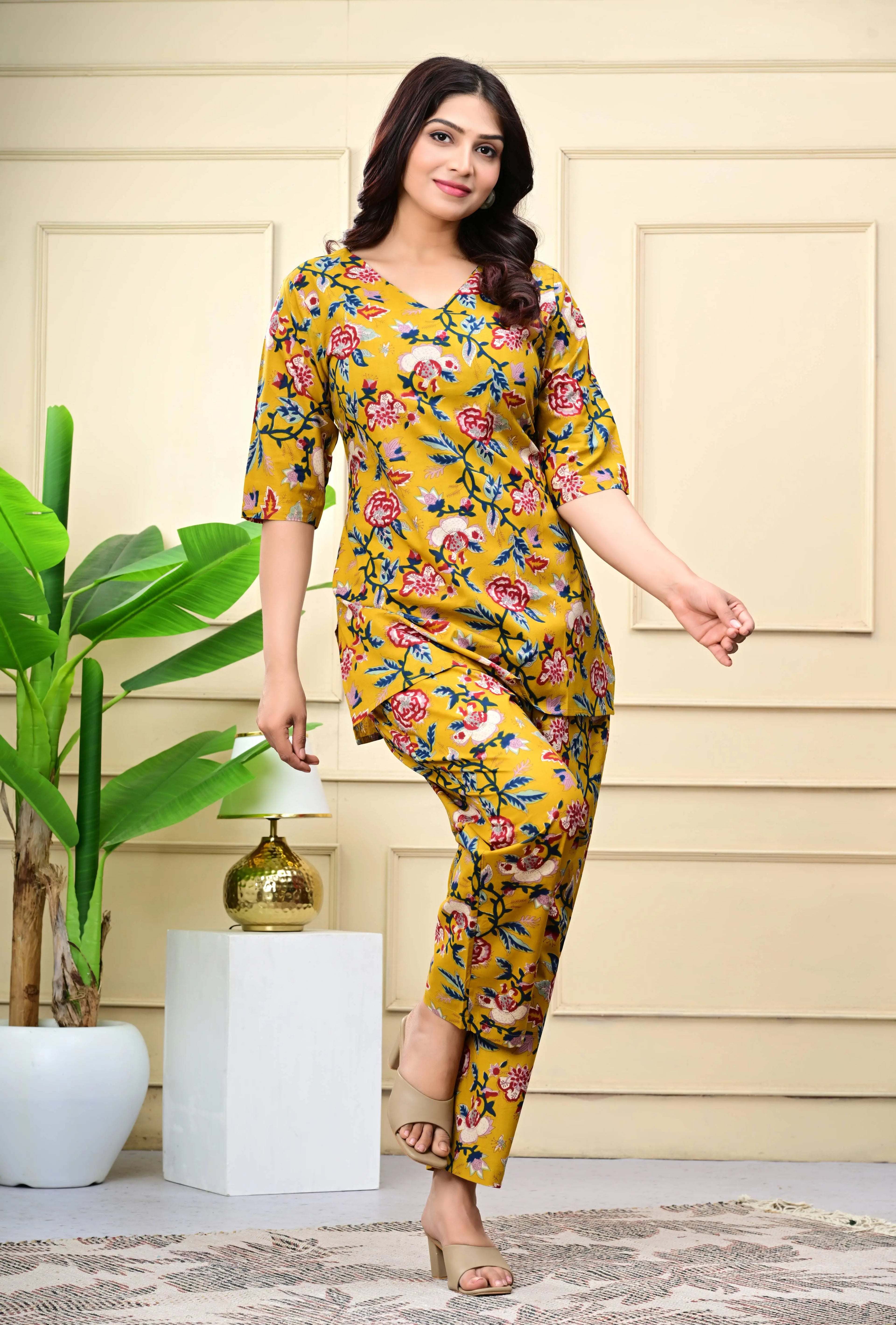 Azure Bloom Floral Cotton Co-ord The Baisa