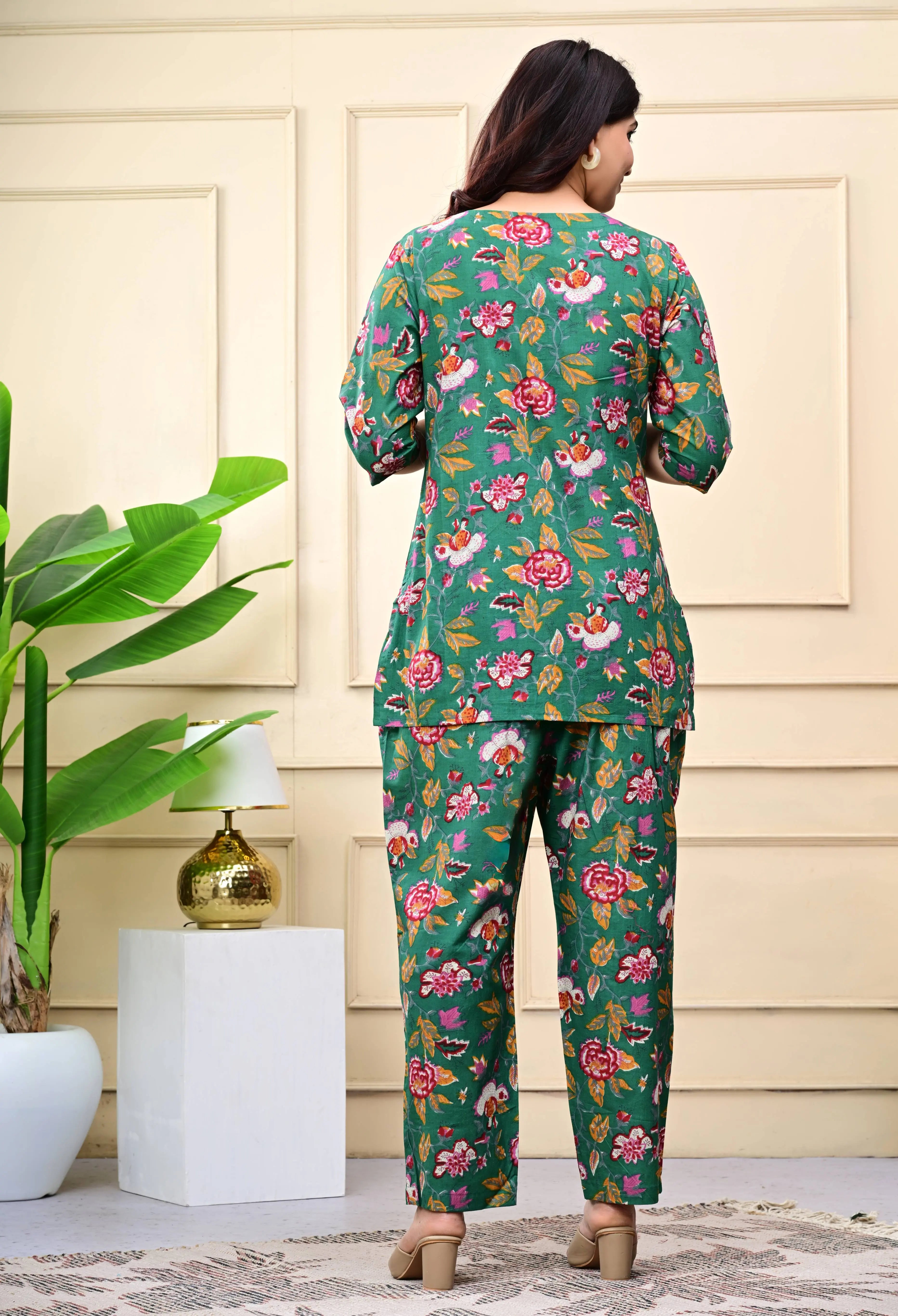 Azure Bloom Floral Cotton Co-ord The Baisa