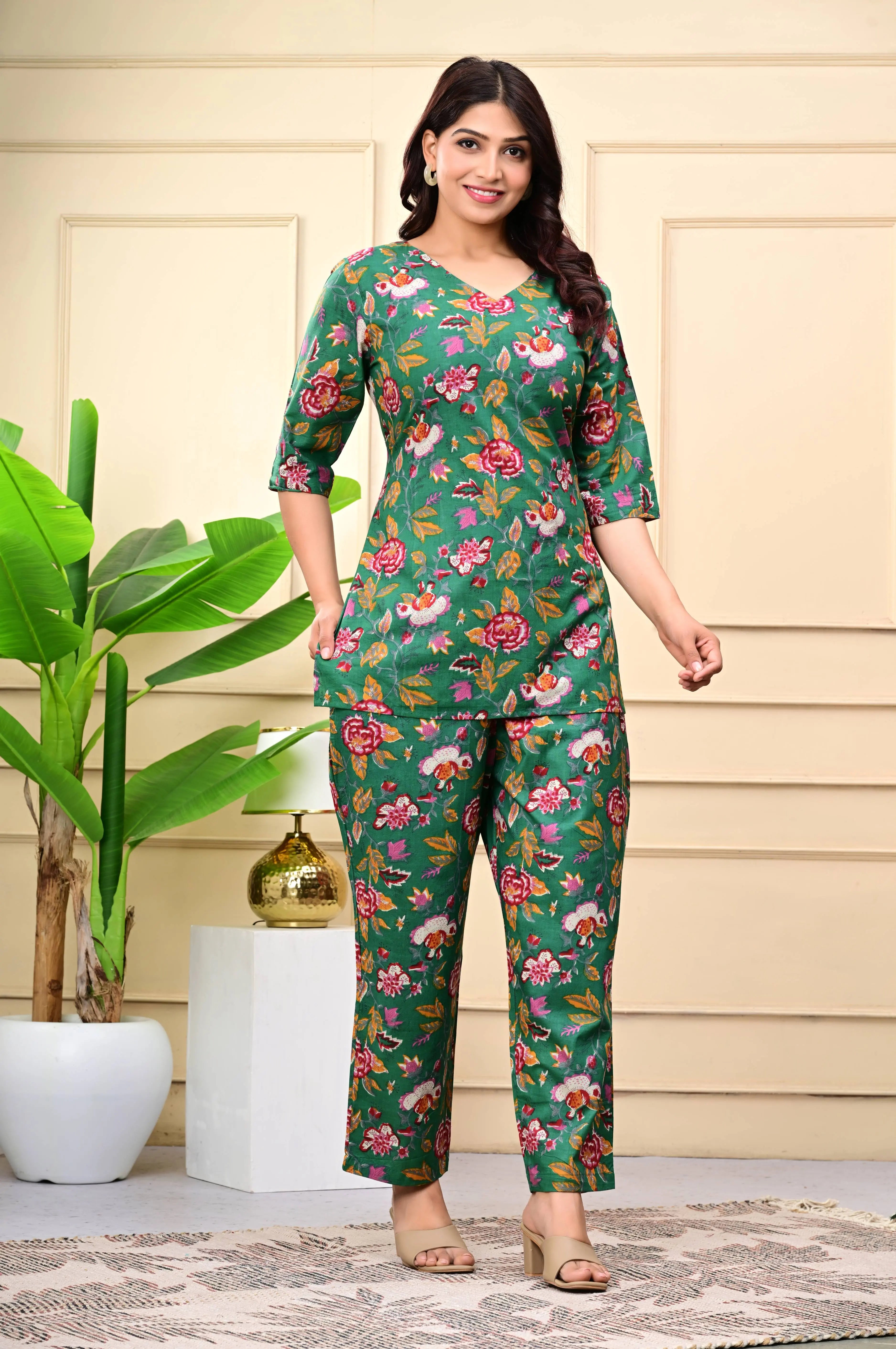 Azure Bloom Floral Cotton Co-ord The Baisa
