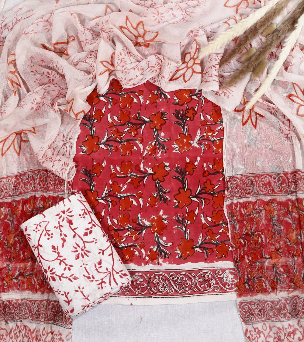 Hand-block printed cotton Suit set