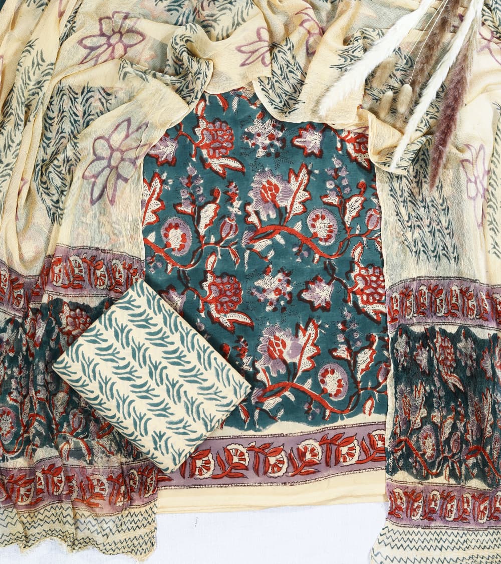 Hand-block printed cotton Suit set